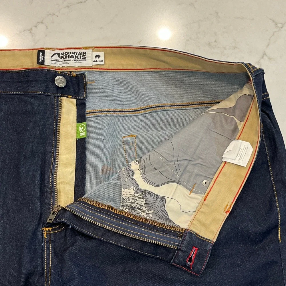 Mountain Khakis 307 Jeans Classic Fit Mens 44x28 Dark‎ Wash Cotton Outdoor Denim